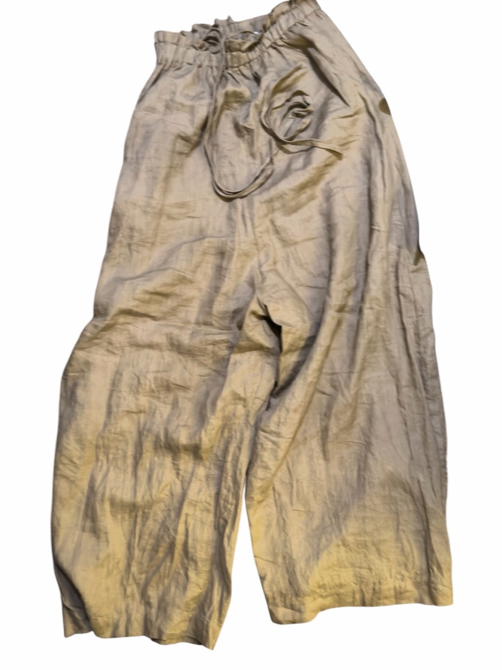 OZMA Linen-Blend Wide-Legged Relaxed Pants in Taupe
